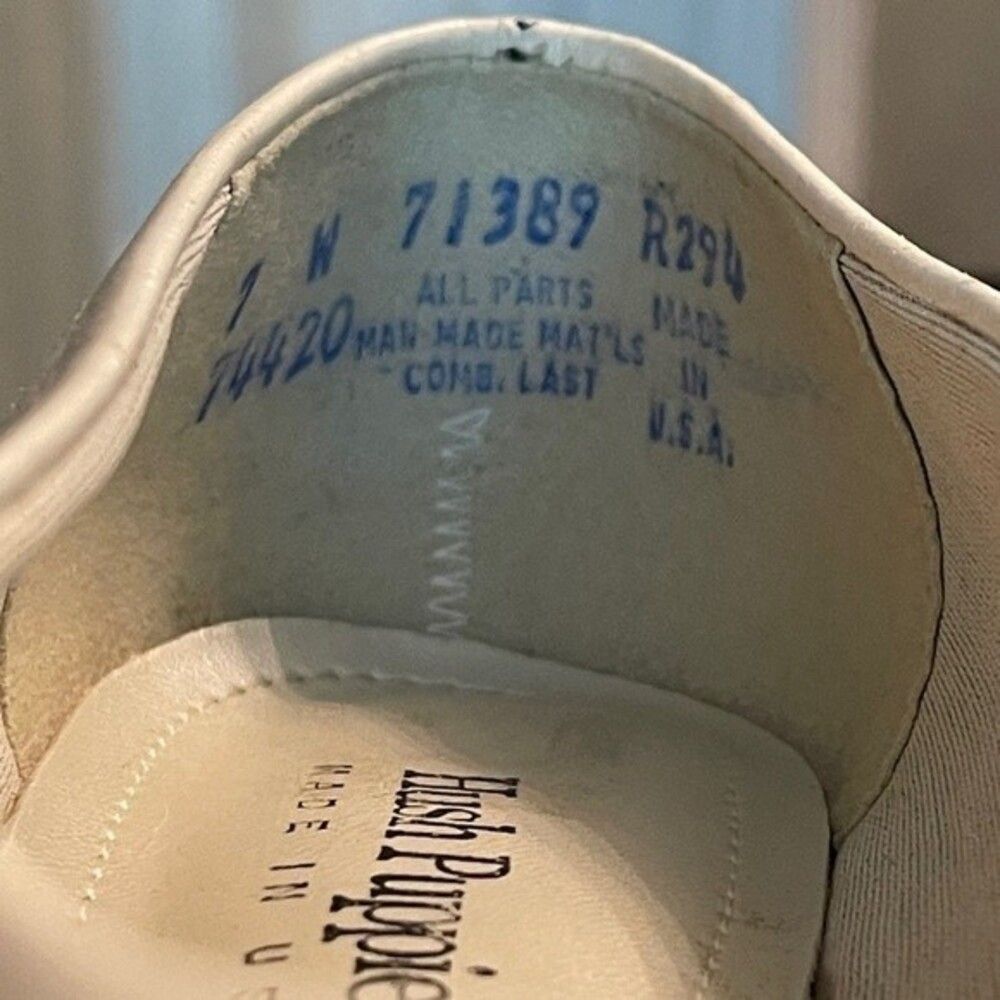 Vintage HUSH PUPPIES SOFT FLEX MADE IN 🇺🇸 NAVY BLUE BONE WHITE HEEL Size 7 - Picture 10 of 16